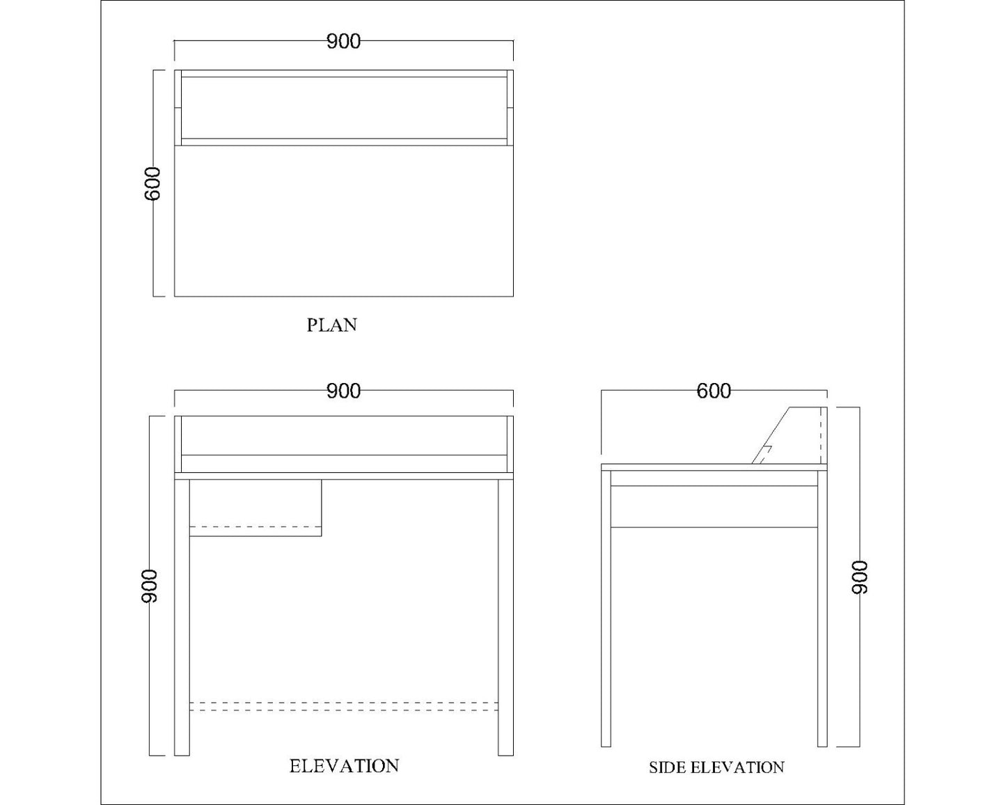 Study Table, Wood Study Table, Study Table with Drawer, Study Table with Open Space, Study Table with Wooden Leg, Study Table - EL - 12040