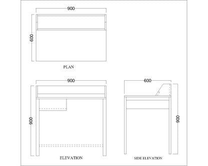 Study Table, Wood Study Table, Study Table with Drawer, Study Table with Open Space, Study Table with Wooden Leg, Study Table - EL - 12040