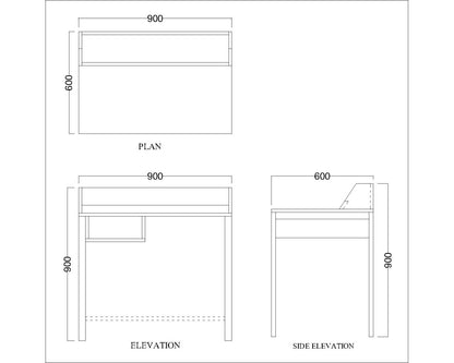 Study Table, White Color Study Table, Study Table with Open Space, Study Table with White Wooden Leg, Study Table - EL - 12041