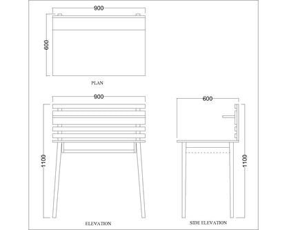 Study Table, Wood Study Table, Study Table with Open Shelf, Study Table with Wooden Leg, Study Table - EL - 12045