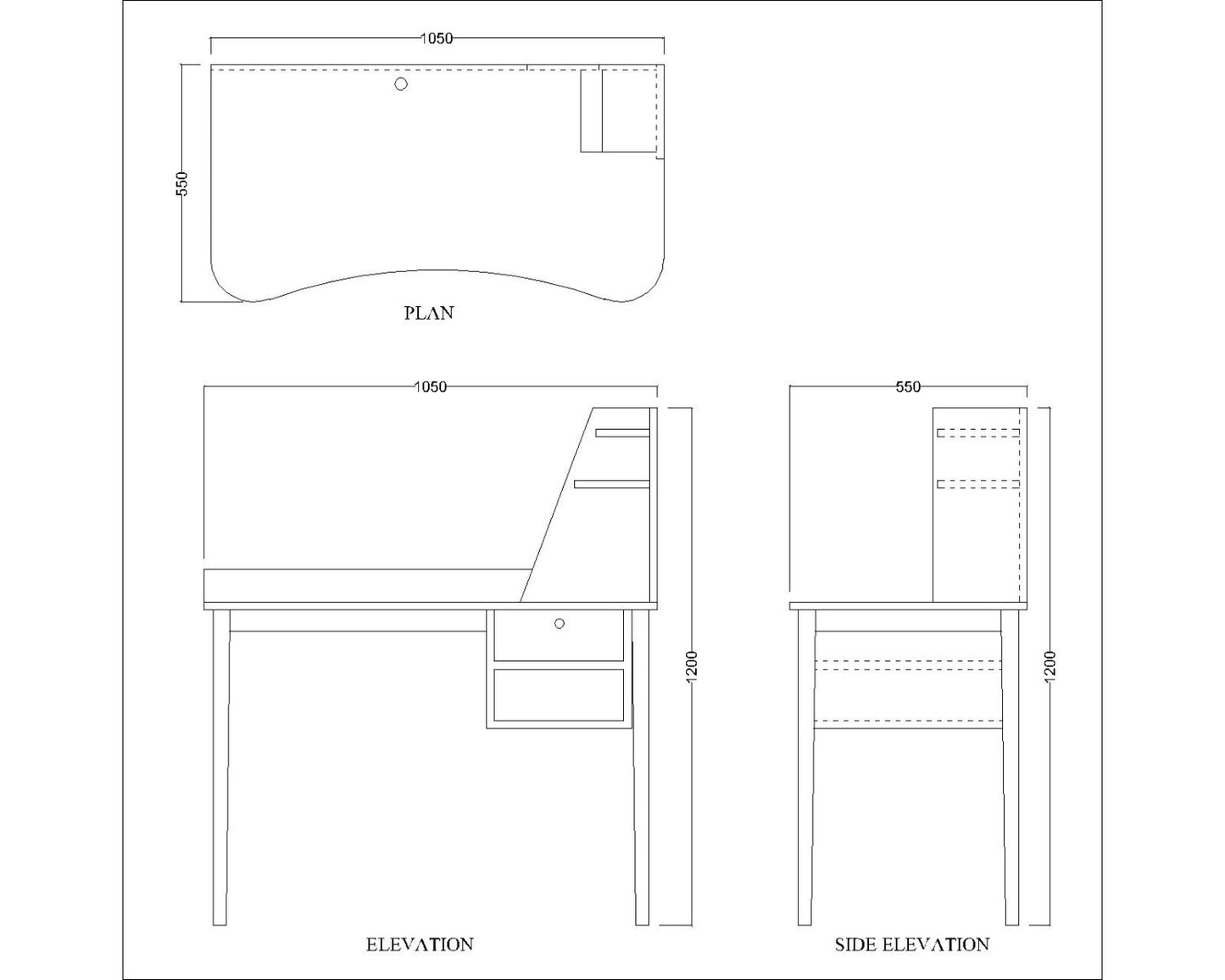 Study Table, Wood Study Table, Study Table with Open Shelf, Study Table with Drawer, Study Table - EL - 12052