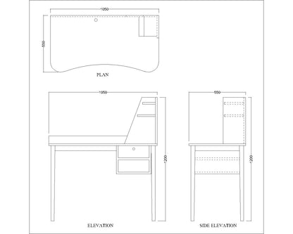 Study Table, Wood Study Table, Study Table with Open Shelf, Study Table with Drawer, Study Table - EL - 12052