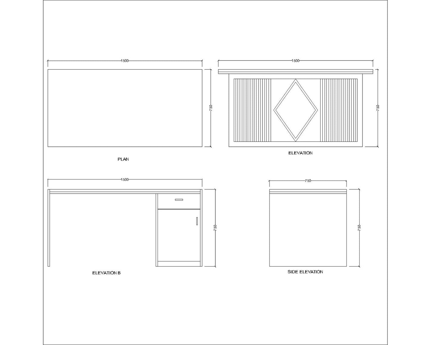 Office Table,  Black Office table, Table for Office, MD Table, Office Table With drawer, Office Table with Shutter , Office Table - EL - 12067