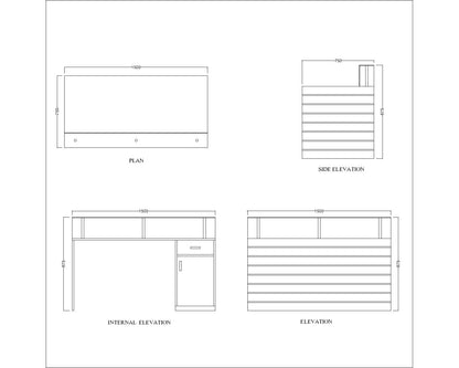 Office Table, Black Office table, Table for Office, Reception Table, Office Table With Drawer, Office Table with Shutter , Office Table - EL - 12070