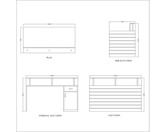 Office Table, Black Office table, Table for Office, Reception Table, Office Table With Drawer, Office Table with Shutter , Office Table - EL - 12070