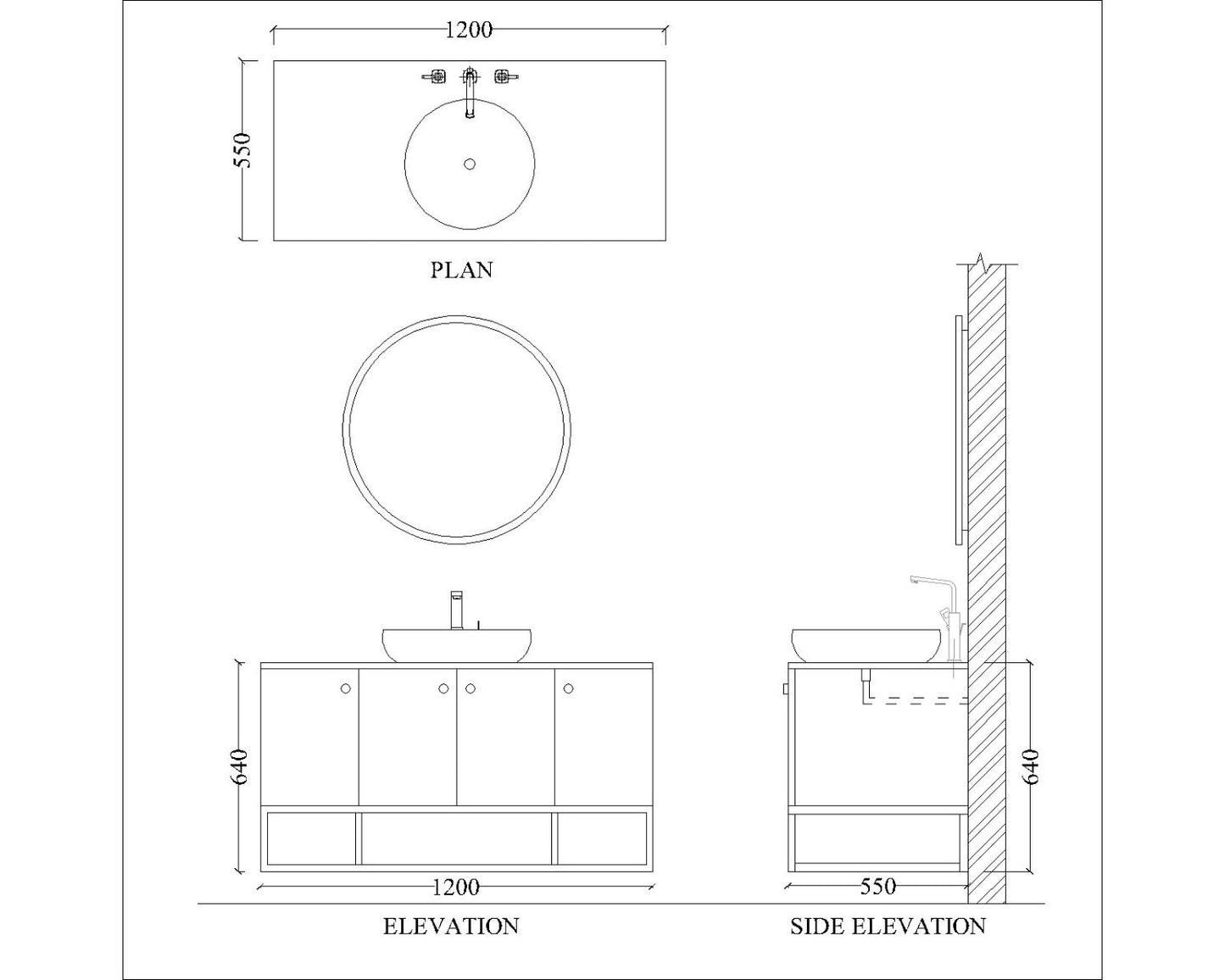 Black, White & Rose Gold Color Stone Counter Top & Water Resistant Wall Mounted Bathroom Vanity with Shutter - EL - 220