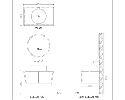 Vanity/Water Resistant Vanity in PVC laminate finish,Bathroom Vanity in water resistant finish,bathroom wall hanging unit with PVC  finish-EL248