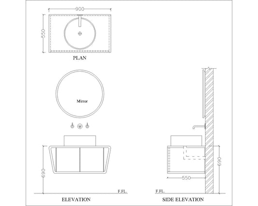 Vanity/Water Resistant Vanity in PVC laminate finish,Bathroom Vanity in water resistant finish,bathroom wall hanging unit with PVC  finish-EL248