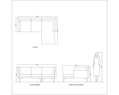 L shape Rectangular sofa with upholstery fabric ,Sofa in grey  fabric with SS legs , Sofa-EL-3003