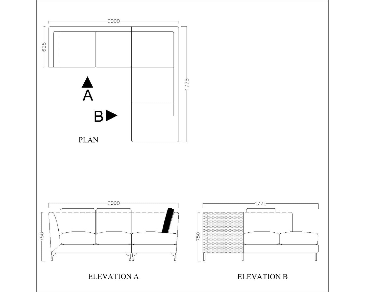 L shape sofa, sectional sofa, Living room sofa,  elegant sofa, blue sofa, 4 seater sofa,  Sofa- EL-3014