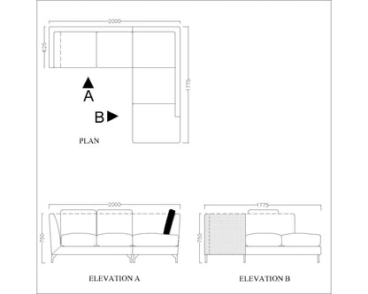 L shape sofa, sectional sofa, Living room sofa,  elegant sofa, blue sofa, 4 seater sofa,  Sofa- EL-3014