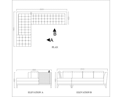 L shape sofa, sectional sofa, Living room sofa,  elegant sofa, orange sofa, 6 seater sofa,  Sofa- EL-3015