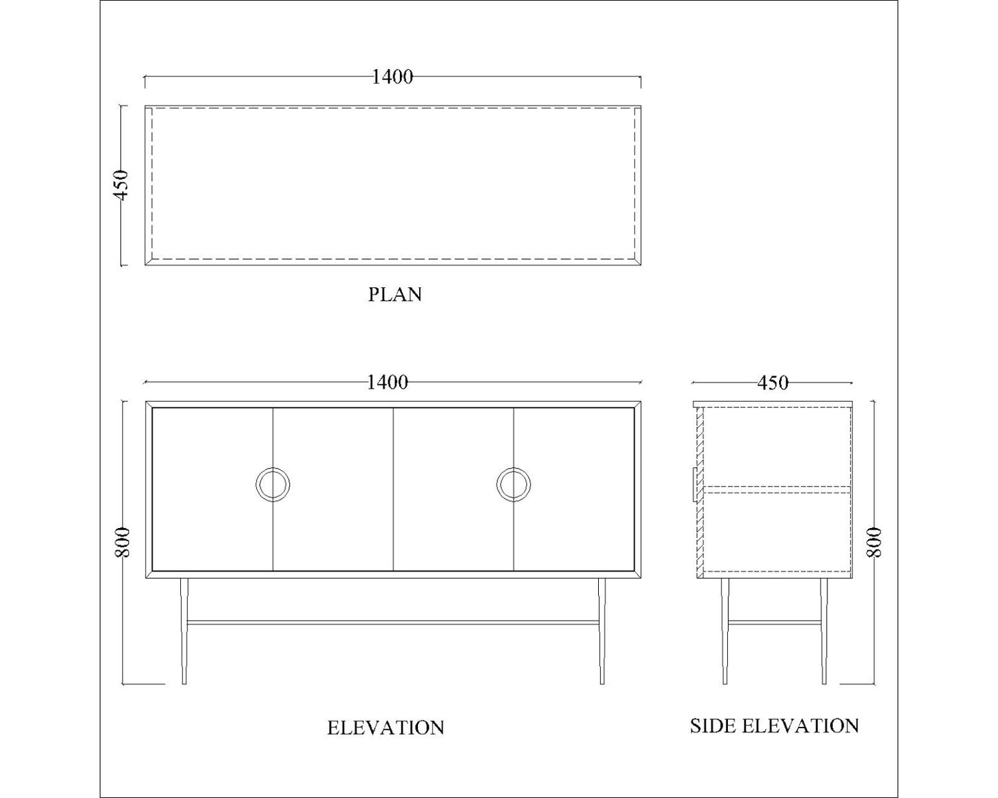 Console Table, Wood & Black Console Table, Console Table with Wood Shutter, Console Table with Metal Legs in Golden Finish,Console Table Shutter Handle with Golden Finish, Console Table - EL- 362