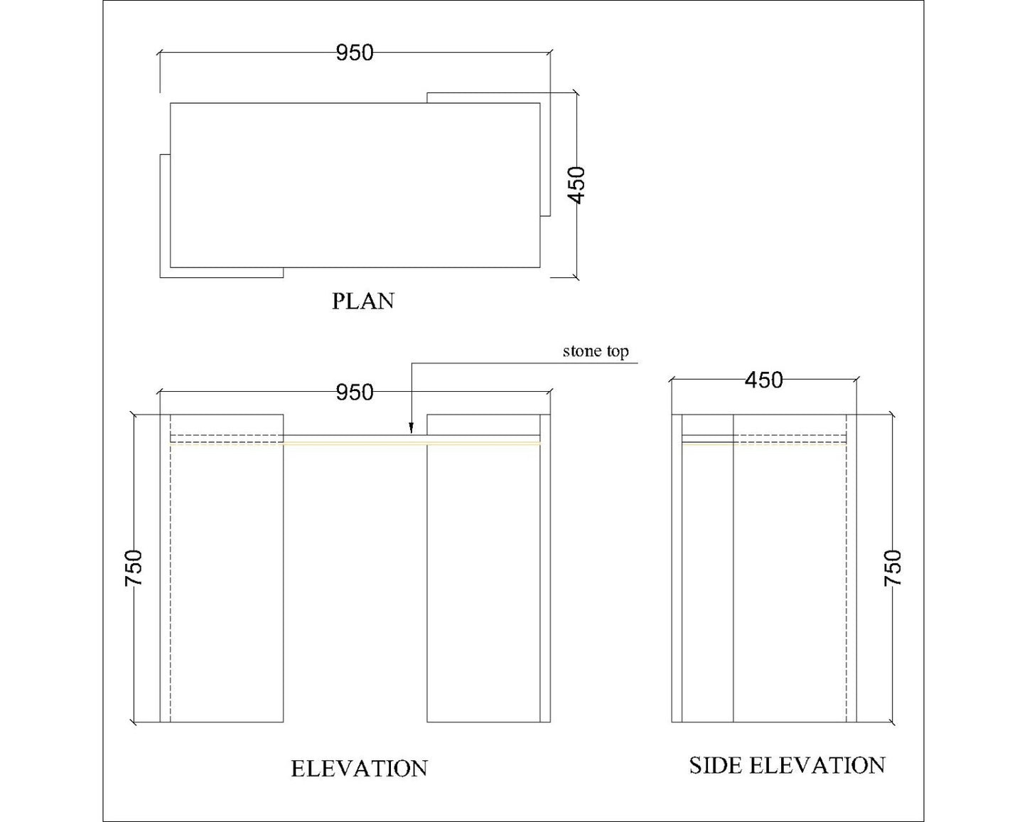 Console Table, Black Gold & White Console Table, Console Table with Corian Top, Console Table - EL- 365