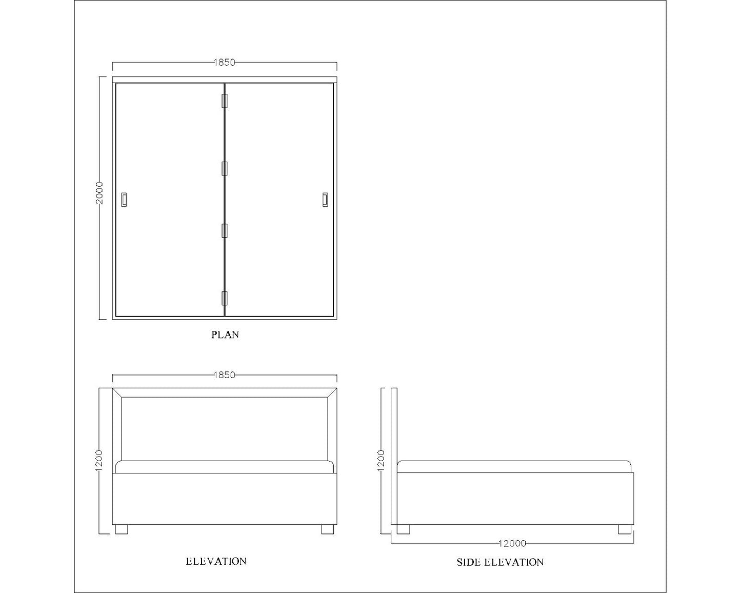 KIng size bed, elegant look bed, Headboard & footboard wiith panel in laminate and bed box with storage, Bed-EL-4002