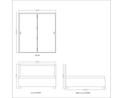 KIng size bed, elegant look bed, Headboard & footboard wiith panel in laminate and bed box with storage, Bed-EL-4002