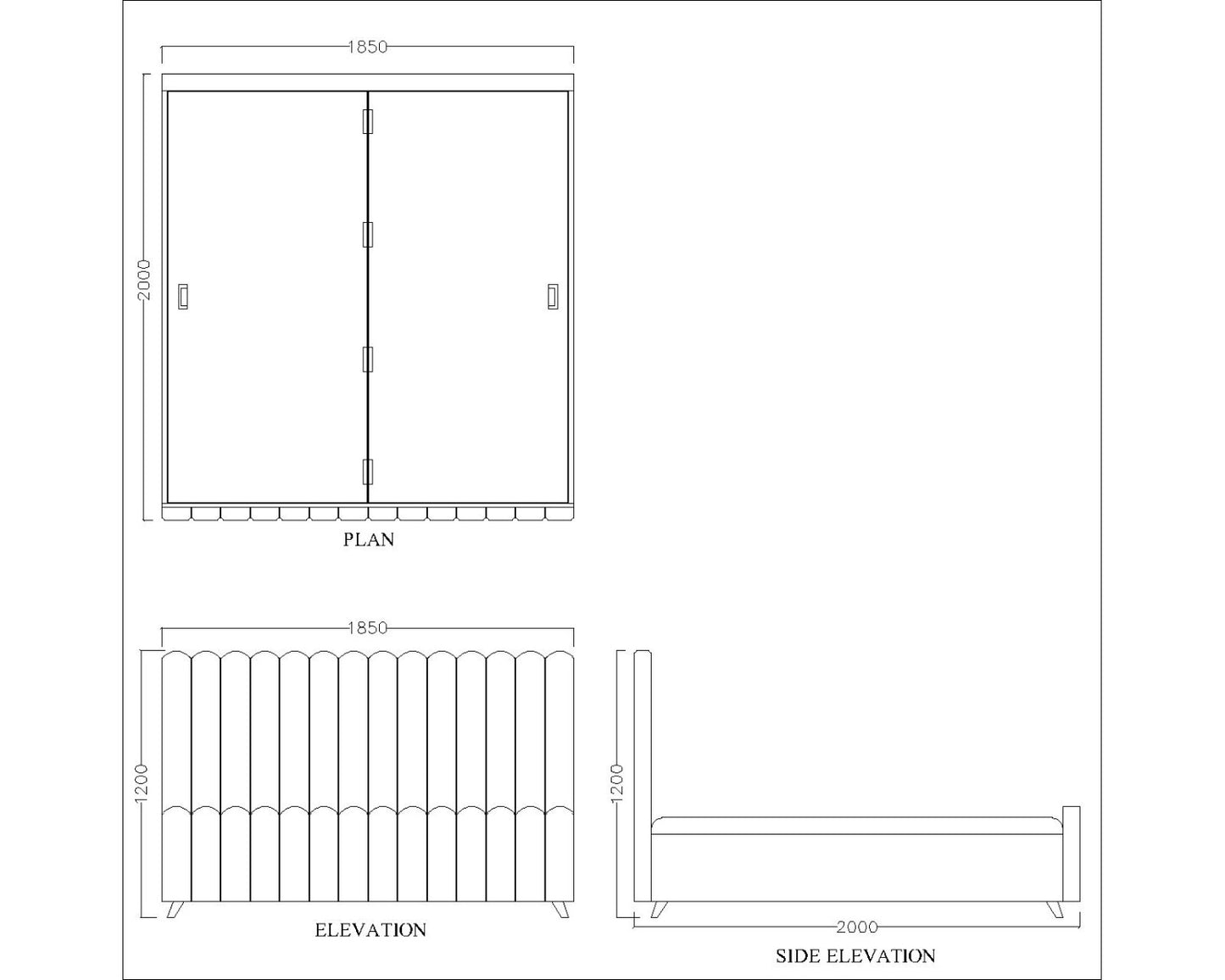 KIng size bed, elegant look bed, Headboard & footboard with cushioning and bed box with storage, Bed-EL-4003