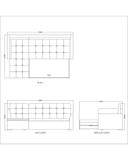 Sofacum Bed, Blue & Off-White  Sofacum Bed, Sofacum Bed with Drawer, Sofacum Bed with Living & Bedroom Area, Sofacum Bed - EL - 4050