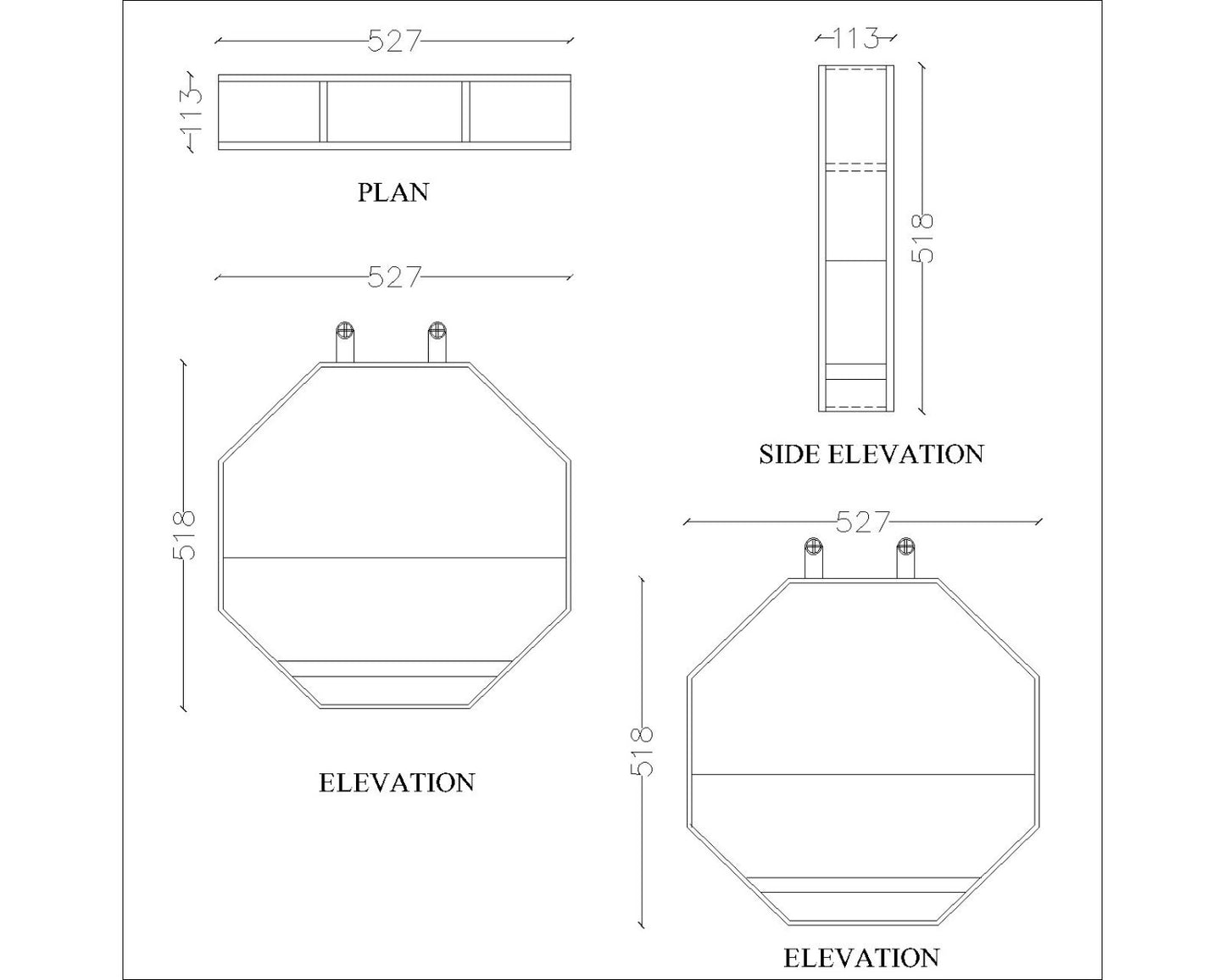 Wall hanging Accessory holder with open storage shelf, utility shelf for accessory-EL471