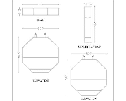 Wall hanging Accessory holder with open storage shelf, utility shelf for accessory-EL471