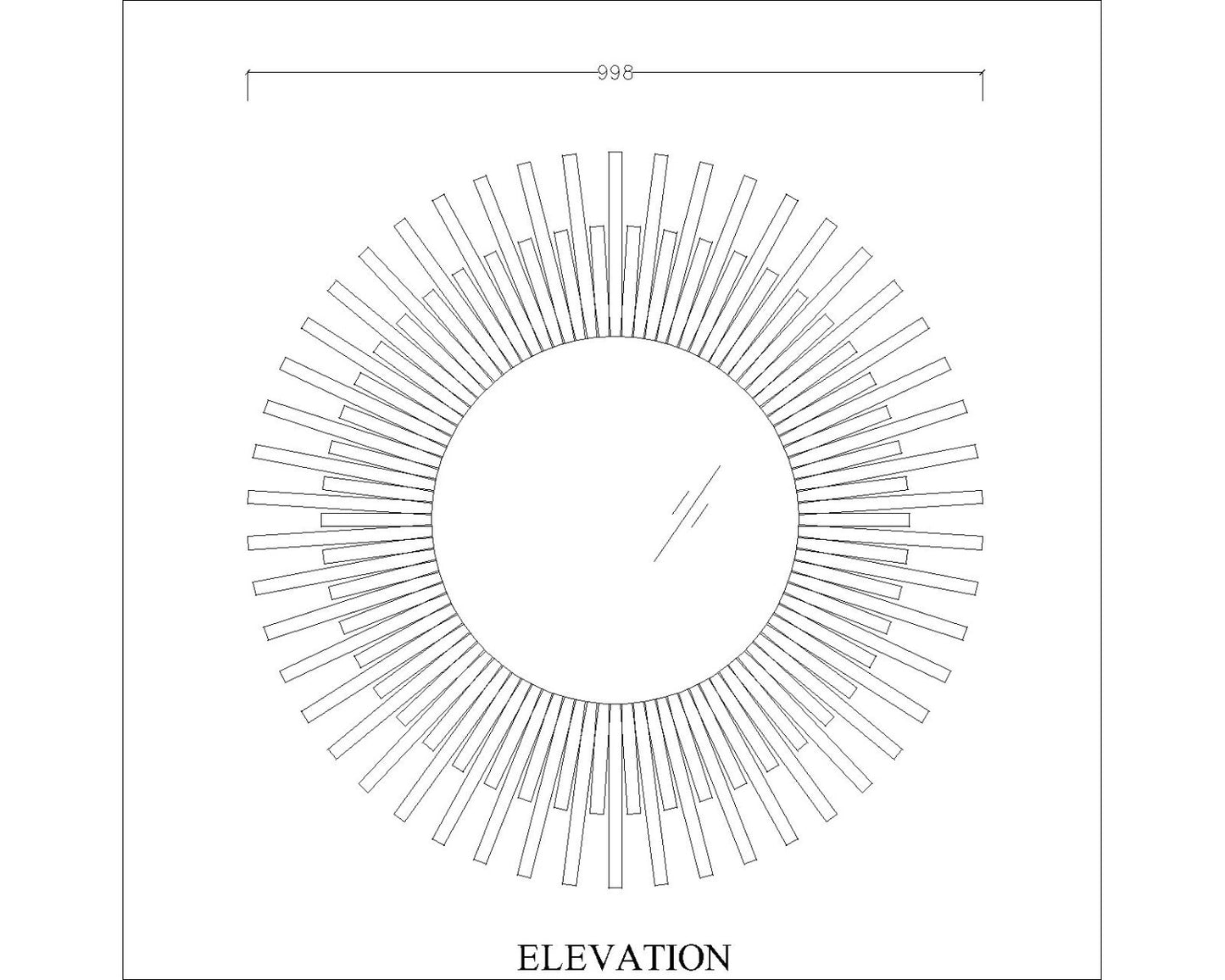 Wall mirror with wooden frame, Mirror for living/waiting/foyer  area MODERN look mirror in round  sun ,Mirror -EL485