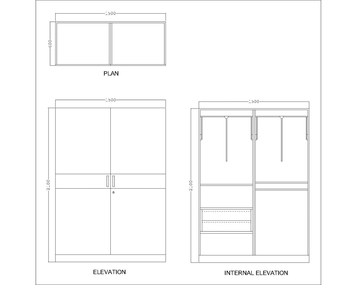 Wardrobe, Wardrobe Hanging Space, Wardrobe Loft Space, Wardrobe Open Self Space, White Shutter Wardrobe, Wardrobe SS Handle, White & Wood Wardrobe, Wardrobe - EL- 7001