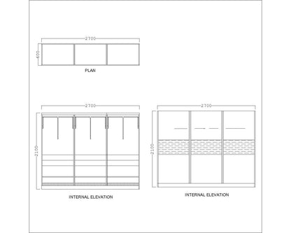 Wardrobe, Wardrobe Hanging Space, Wardrobe Open Shelf, Wardrobe Sliding Shutter,Wardrobe Drawer, Shoe Space with Wardrobe, White & Wood Wardrobe, Wardrobe - EL- 7003