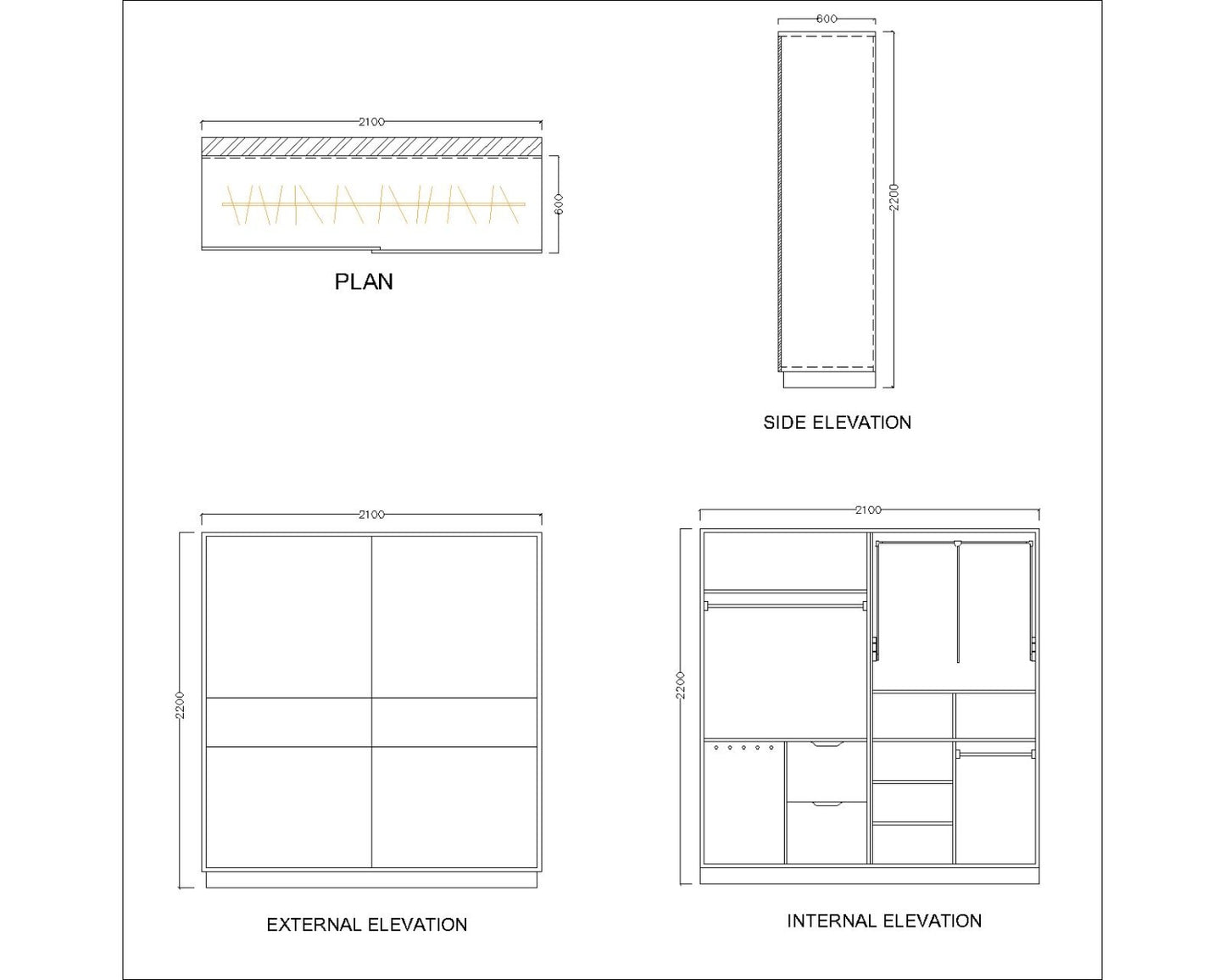 Wardrobe, Wardrobe Sliding Shutter, Wardrobe Hanging Space, Pull down Hanger with Wardrob, Wardrobe Open Shelf,   White, Wood & Grey Wardrobe, Wardrobe -EL- 7004