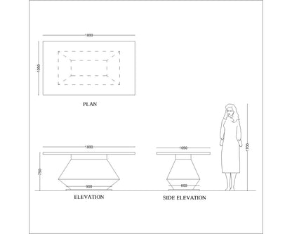 Rectangular Dining Table with Veneer Top and Legs in Veneer with Golden Finish - EL792