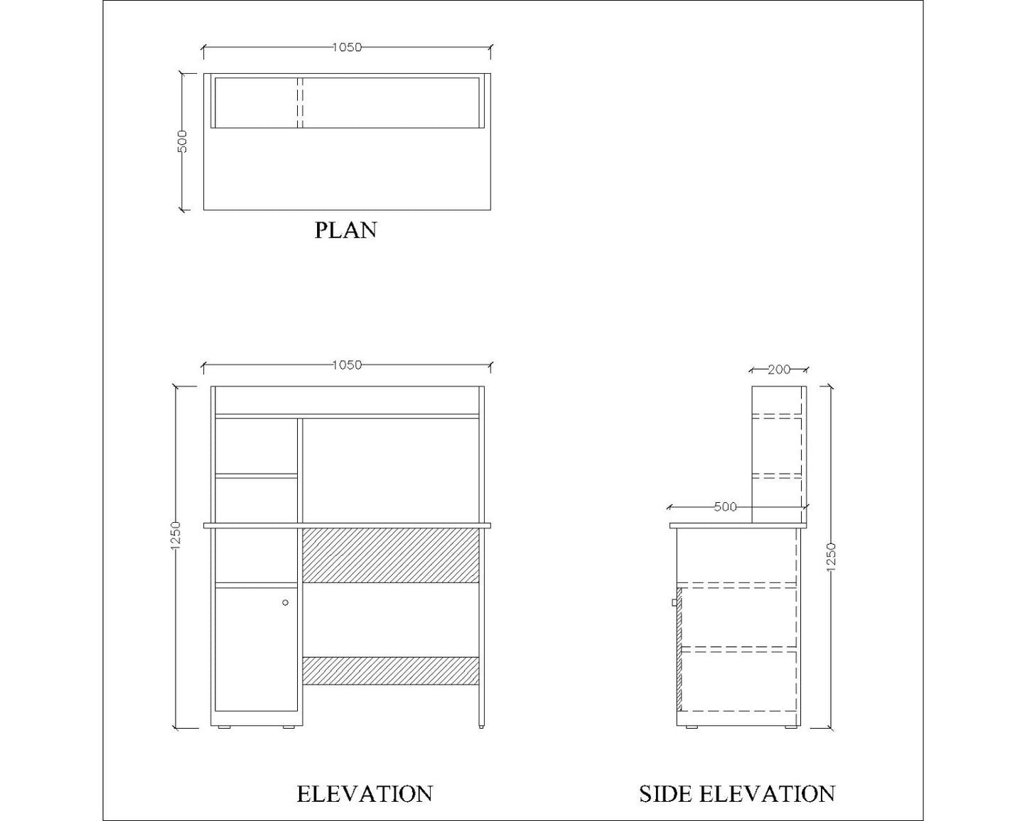 Study Table, Wood  Study Table, Study Table Open Shelf at Top,Study Table Shutter at Bottom, Study Table - EL- 796