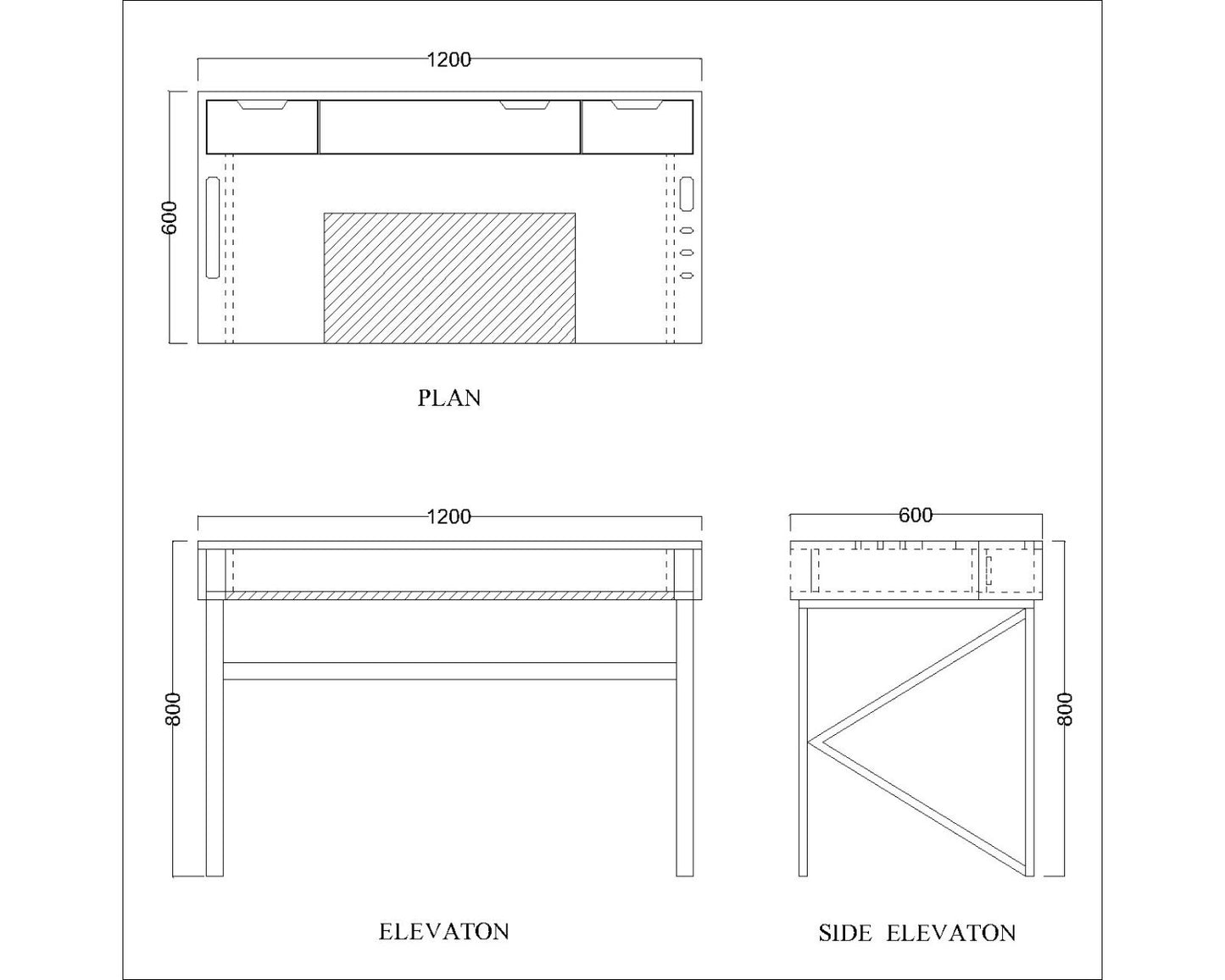 Study Table, Wood & Grey Study Table, Study Table Open Storage at Top,Study Table Drawer at Bottom, Study Table - EL- 798