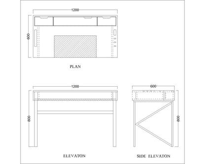 Study Table, Wood & Grey Study Table, Study Table Open Storage at Top,Study Table Drawer at Bottom, Study Table - EL- 798