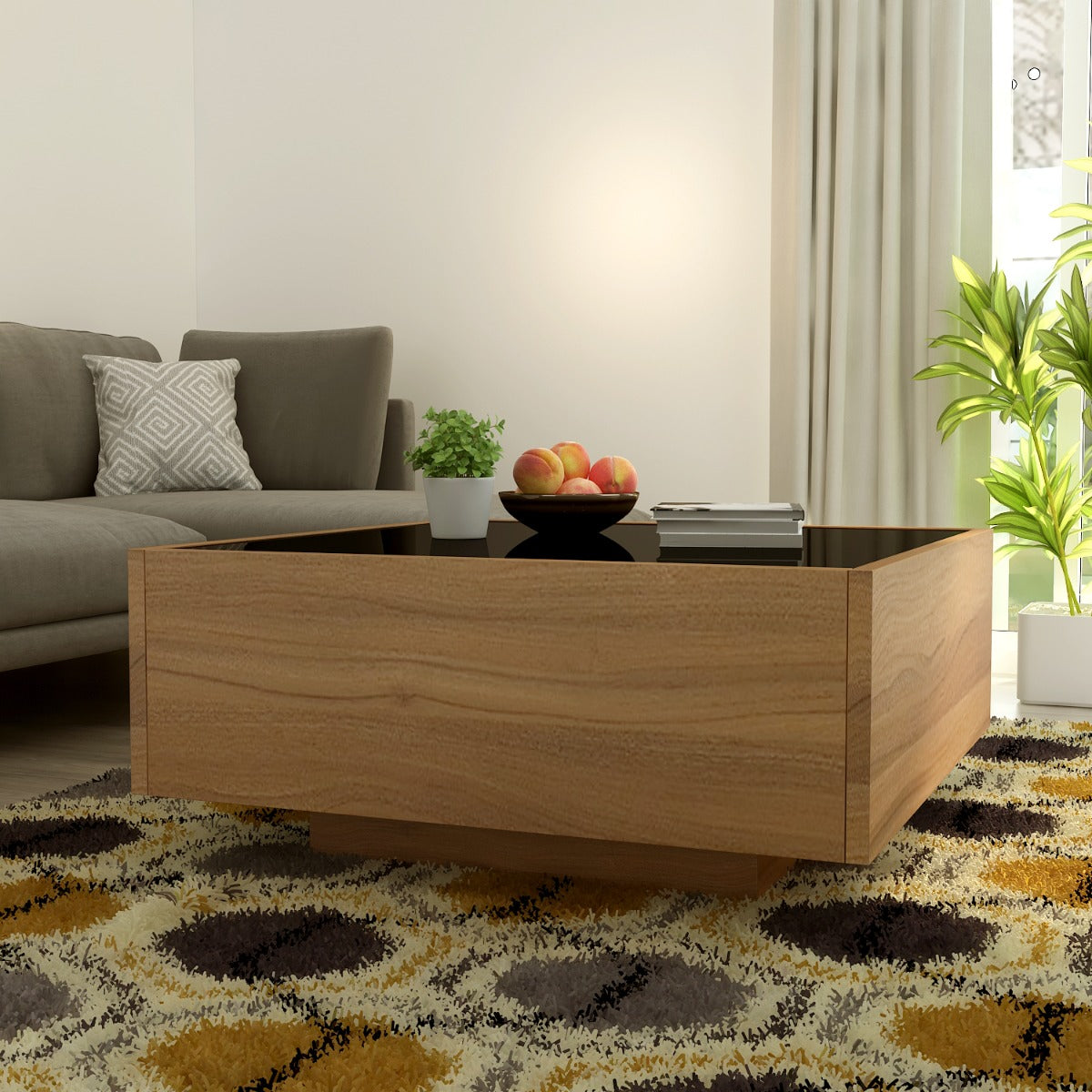 Square Coffee Table ,coffee table for living/waiting area modern look coffee table in brown & black in prelaminate particle board,Coffee Table - EL799