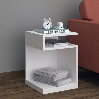 End Table, White End Table, End Table with open shelf,  End Table - IM - 12055