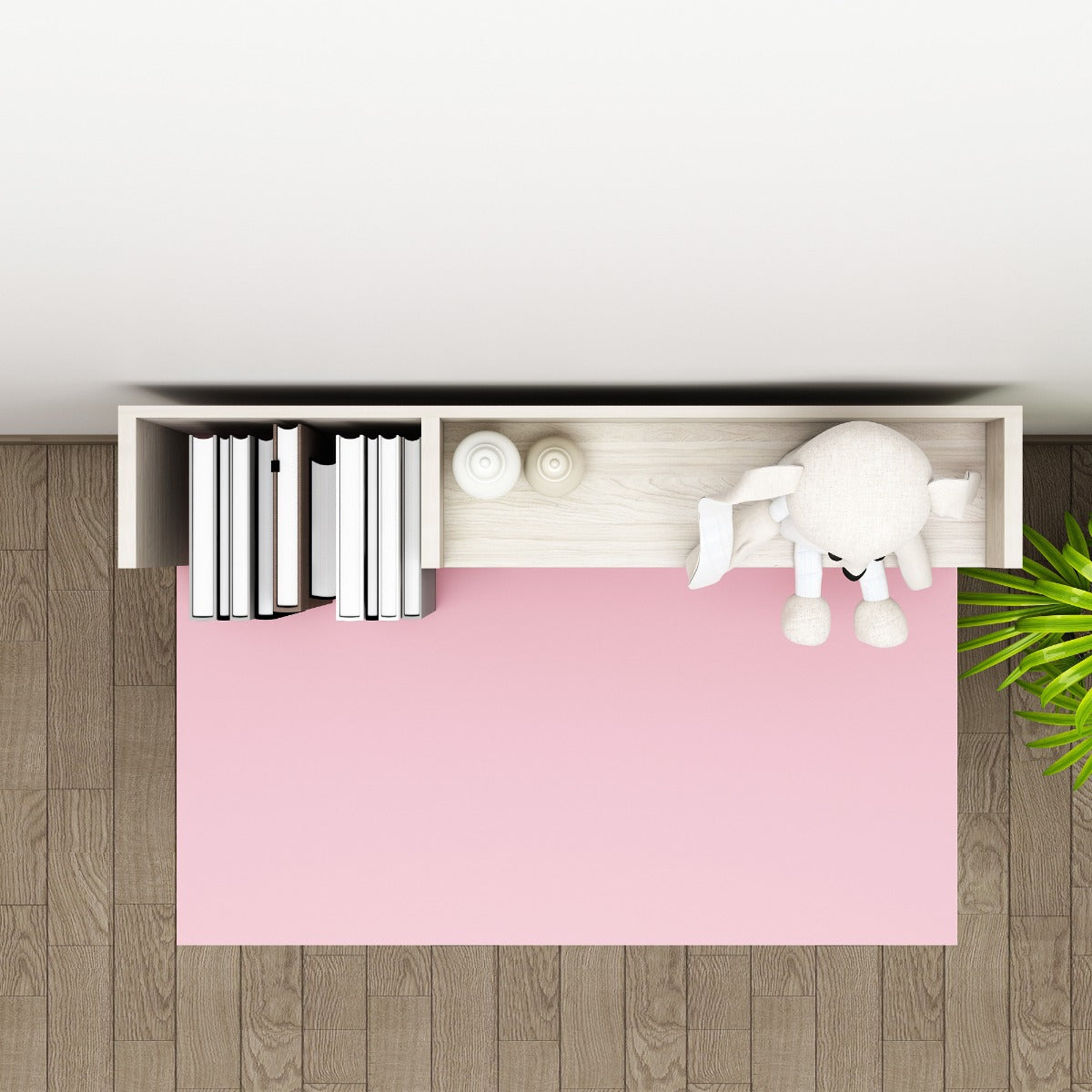 Kids Study Table,  Wood & Pink Color Study Table, Study Table with Open Shelf, Study Table - EL - 12015