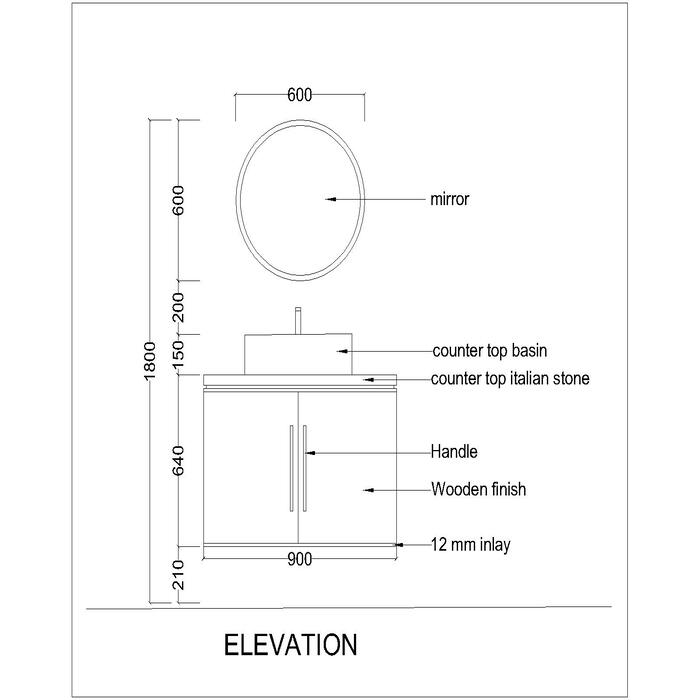 Vanity/Water Resistant Vanity in PVC laminate finish,Bathroom Vanity in water resistant finish,bathroom wall hanging unit with PVC  finish-EL205