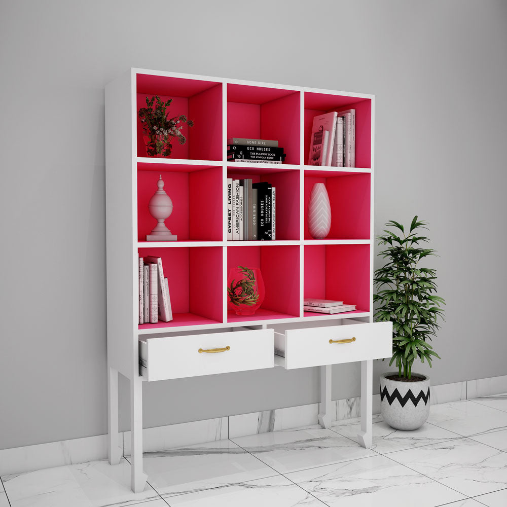 Kids Toy Unit, White & Pink Color Kids Toy Unit, Kids Toy Unit with Drawer, Kids Toy Unit with Open Shelf, Kids Toy Unit- IM- 10036