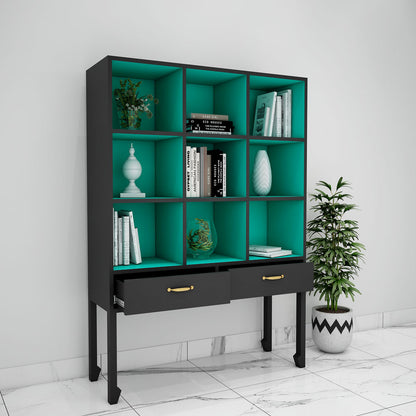 Kids Toy Unit, Black & Green Color Kids Toy Unit, Kids Toy Unit with Drawer, Kids Toy Unit with Open Shelf, Kids Toy Unit- IM- 10037