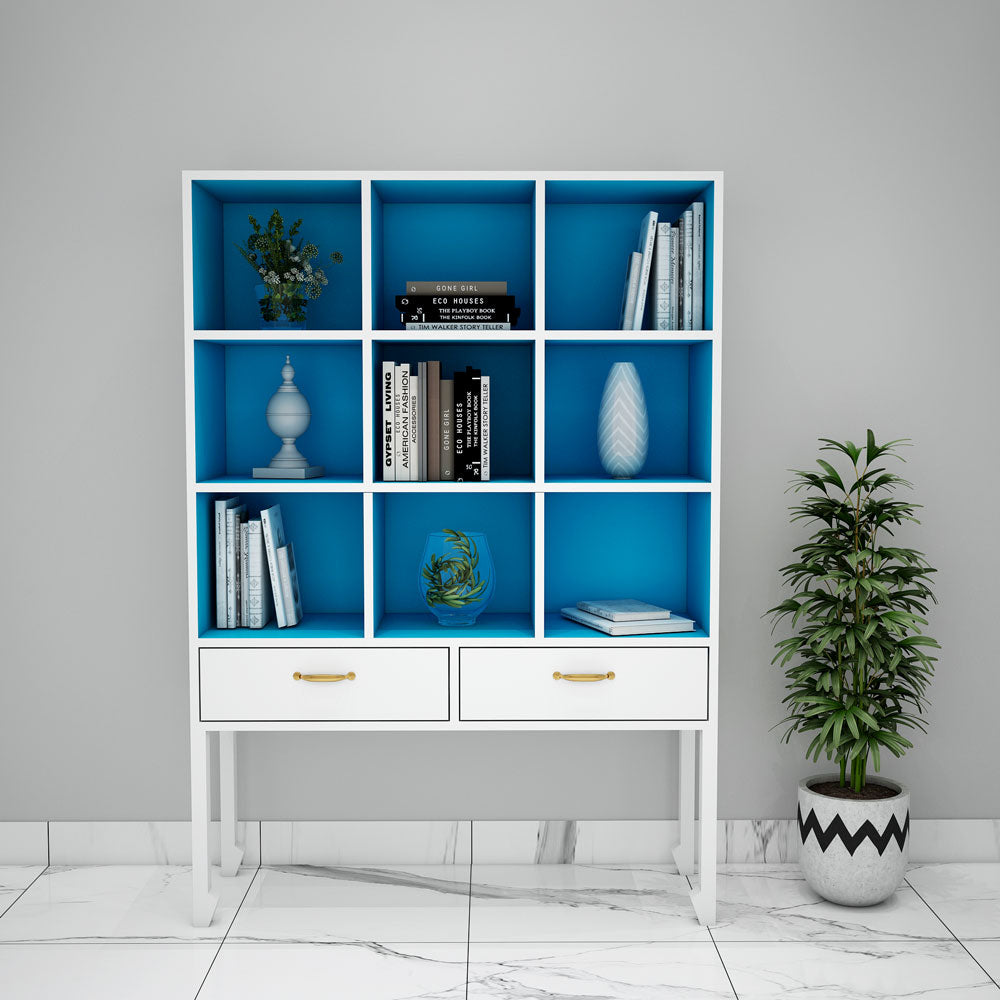 Kids Toy Unit, White & Blue Color Kids Toy Unit, Kids Toy Unit with Drawer, Kids Toy Unit with Open Shelf, Kids Toy Unit- IM- 10038