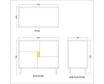 Storage Unit, Wood Storage Unit, Storage Unit with Drawer, Storage Unit with Shutter, Storage Unit with Push to Open, Storage Unit with MS Leg in Gold Finish, Storage Unit - IM - 11002