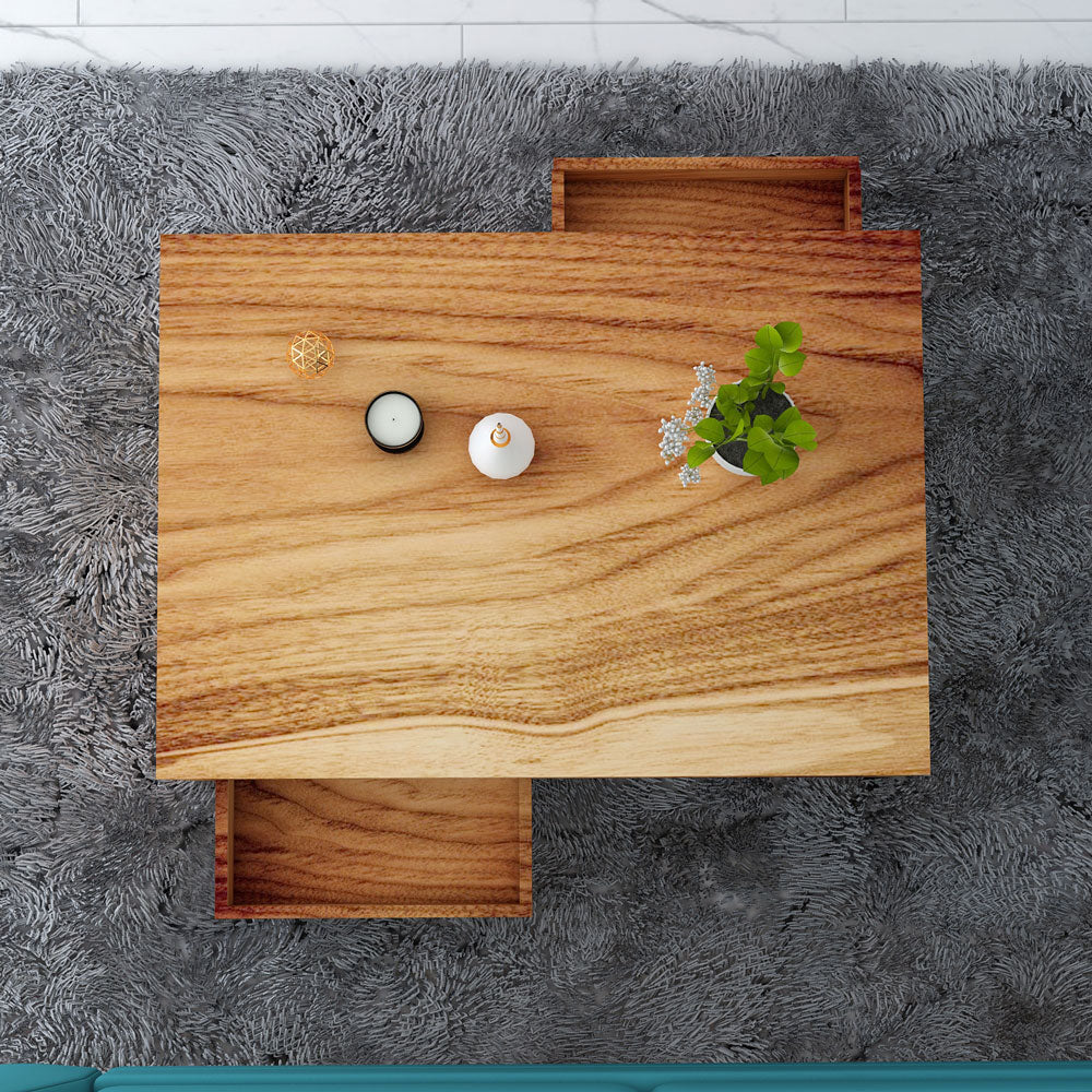 Coffee Table, Solid Wood Coffee Table, Brown Color Coffee Table, Coffee Table with Drawer,  Coffee Table with Open Shelf, Coffee Table- IM- 12073