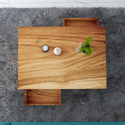 Coffee Table, Solid Wood Coffee Table, Brown Color Coffee Table, Coffee Table with Drawer,  Coffee Table with Open Shelf, Coffee Table- IM- 12073