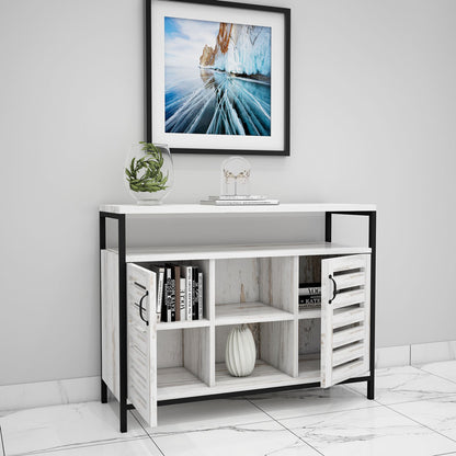 Cabinet, Solid Wood Cabinet, White Color Cabinet, Cabinet with Shutter, Cabinet with Open Shelf, Cabinet - IM10059