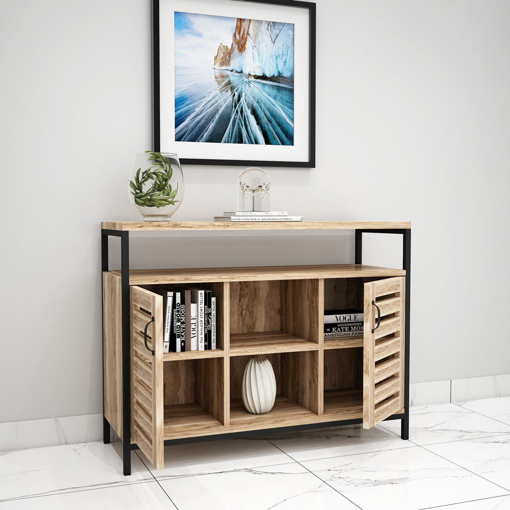 Cabinet, Solid Wood Cabinet, Light Brown Color Cabinet, Cabinet with Shutter, Cabinet with Open Shelf, Cabinet - IM10060