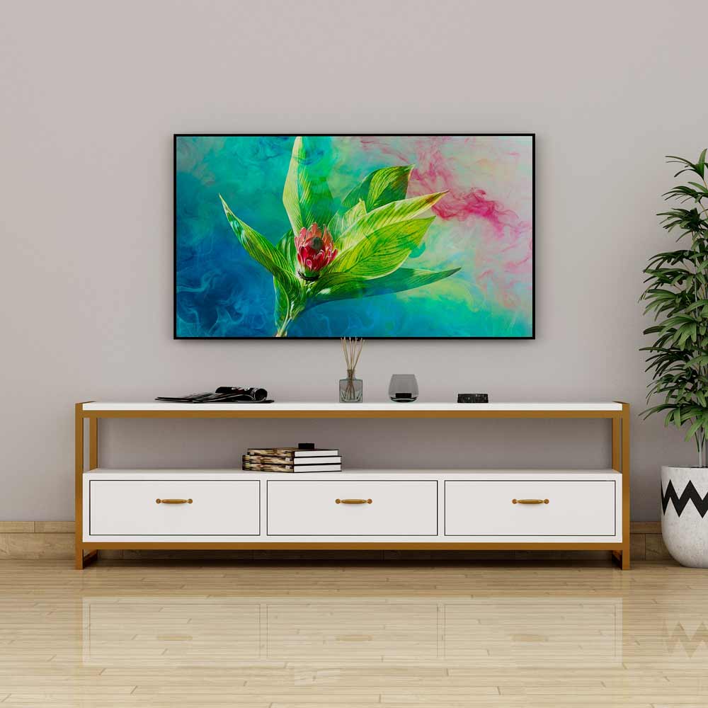 Entertainment Units, Entertainment Units with White Color, Entertainment Units with Shutter, Entertainment Units with MS Leg in Gold Finish, Entertainment Units - IM10064