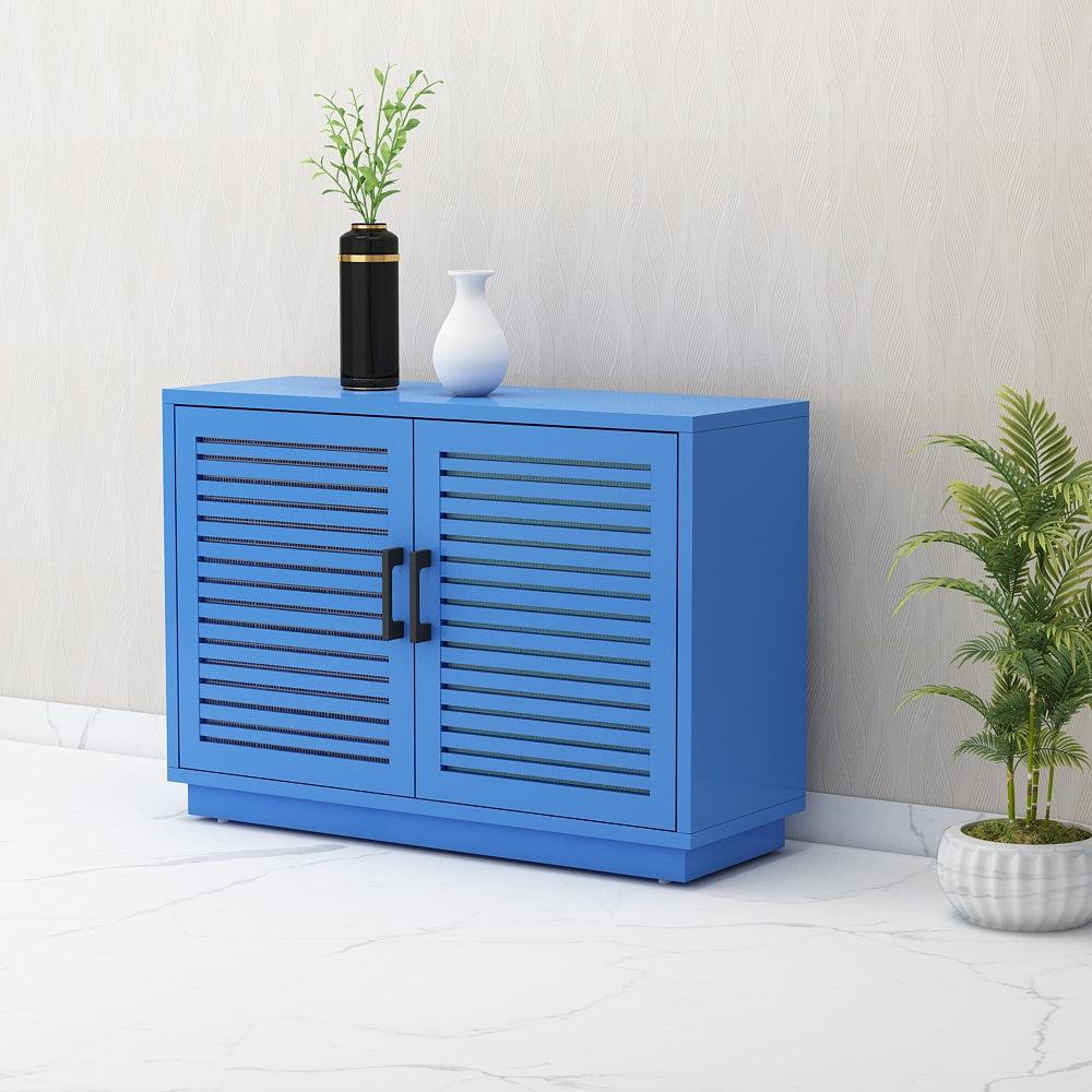 Blue Wooden Shoe Cabinet with Dual Shutter Doors – IM-10067
