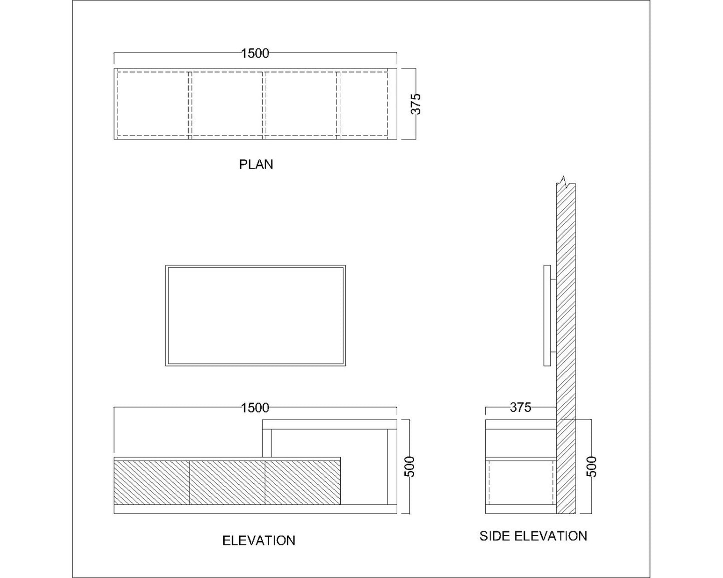 Entertainment Unit, Wood & White Color TV Unit, TV Unit For Living & Bedroom Area, TV Unit With Drawer, TV Unit - IM10071