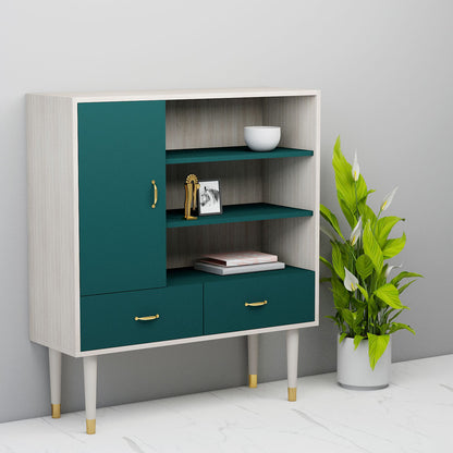 Cabinet, Off-white & Green Color Cabinet, Cabinet with Open Shelf, Cabinet with Shutter & Drawer, Cabinet - IM10073