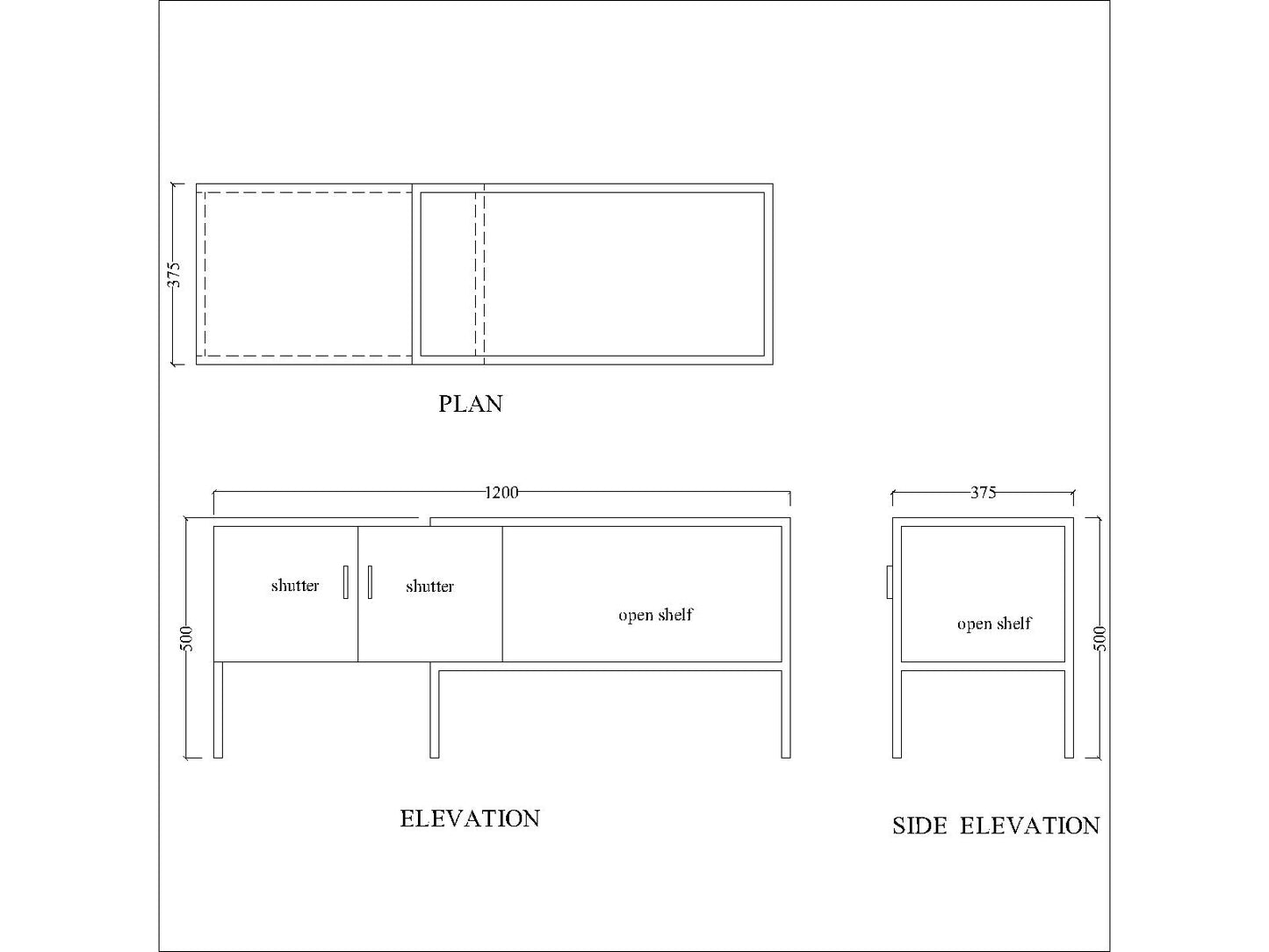 Entertainment Unit, Dark Brown Color TV Unit, TV Unit with Shutter & Open Shelf, MS Leg in Golden Color, Entertainment Unit - IM10074