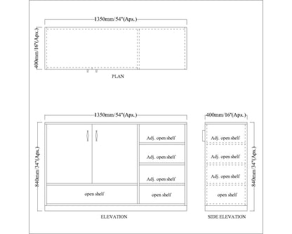 Natural Oak & Black Shoe Cabinet with Dual Doors and Multiple Open Shelves – IM-10078